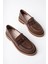 Velora Model Kahverengi Cilt Rugan Detaylı Kadın Loafer Günlük Ayakkabı Makosen 1