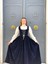 Retro Lacivert Velvet Elbise 2