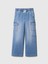 Kız Çocuk Mavi High Rise Wide-Leg Kargo Pull-On Jean Pantolon 2