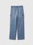 Kız Çocuk Mavi High Rise Wide-Leg Kargo Pull-On Jean Pantolon 5