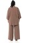 Büyük Beden Geniş Kesim Gömlek Pantolon Kahverengi Ikili Takım 3