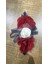 Renkli Kırmızı Beya Zçiçekli Broş Yaka Iğnesi 11x5 cm 2