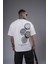 Bisiklet Yaka Sırtı Baskılı Double Face Oversize Kalıp Unisex Tişört 5