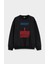 Rocky Balboa Baskılı Bisiklet Yaka Kapşonsuz Siyah 3 Iplik Sweatshirt 1