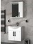 Lacrime 65 cm Beyaz Renkli Mdf, Oval Seramik Lavabolu, Alt ve Üst Dolaplı, Üst Dolap Aynalı, Banyo Dolabı Takımı 2