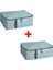 2 Adet Fermuarlı Hurç 55 x 49 x 19 cm Ikea 2'li Set Yatak Altı Çarşaf Nevresim Giysi Saklama Düzenleme Kutusu Turkuaz 1