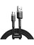 Cafule Serisi, Şarj & Data Aktarım Kablosu, Gri - Siyah, 1 M, 2.4 A, USB Type A & Micro USB 1