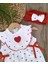 Kız Bebek %100 Pamuk Kalpli Yazlık Bandanalı Tulum Set BBK1206 3