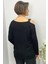 Kadın Siyah Tek Omuz Asimetrik Taş Detaylı Bluz 5
