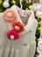 handmade el örgüsü çiçek motifli bej renk şapkalı kız çoçuk elbisesi 2