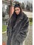 Premium Şal Yaka Mob Wife Suni Kürk Maxsi Kadın Kaban 3