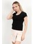 Kadın Kare Yaka Slim Fit Basic T-Shirt Siyah - 925062 1