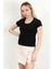 Kadın Kare Yaka Slim Fit Basic T-Shirt Siyah - 925062 2