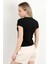 Kadın Kare Yaka Slim Fit Basic T-Shirt Siyah - 925062 3