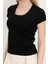 Kadın Kare Yaka Slim Fit Basic T-Shirt Siyah - 925062 4