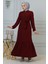 Fırfır Detay Fermuarlı FERACE-5544 Bordo 3