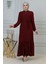 Fırfır Detay Fermuarlı FERACE-5544 Bordo 4