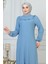 Kolu Lastikli Fırfır Detay Tesettür ELBISE-3161 Açık Mavi 2