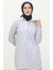 Çizgili Garnili Tunik 4822-02 Saks 1