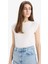 Slim Fit Dar Kesim Bisiklet Yaka Basic Düz Ribana Kısa Kollu Tişört C7334AX25SP 4