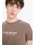 %100 Pamuk Slim Fit Dar Kesim Bisiklet Yaka Baskılı Kısa Kollu Tişört C2085AX25SM 4