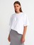 Kadın Oversize Kısa Kollu Pamuklu Beyaz T-Shirt - 31017 1