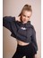 Muse Kadın Gri Koala Baskılı Crop Sweatshirt - Oversize, Kapüşonlu, Rahat ve Şık 1
