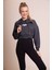 Muse Kadın Gri Koala Baskılı Crop Sweatshirt - Oversize, Kapüşonlu, Rahat ve Şık 3