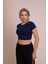 Delicate Kadın Lacivert Basic Crop Body-Şık ve Rahat Kısa Kollu Body 1