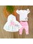 Kız Bebek %100 Pamuklu Pembe Kadife Kumaş Pelerinli Takım BBK5568 1