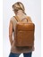 Organizer Laptop Premium Vegan Deri Sırt Laptop Çantası Unisex Açık Kahverengi 1