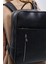 Organizer Laptop Premium Vegan Deri Sırt Laptop Çantası Unisex Siyah 3