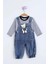 Unisex Ayıcıklı Bebek Kot Slopet 6-9-12-18 Ay Takım, Bady Çizgili 1