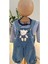 Unisex Ayıcıklı Bebek Kot Slopet 6-9-12-18 Ay Takım, Bady Çizgili 4