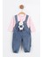 Unisex Ayıcıklı Bebek Kot Slopet 6-9-12-18 Ay Takım, Bady Çizgili 2
