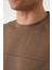 Panel Detaylı Basic Oversize Erkek T-Shirt - Kahve 3