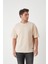 Panel Detaylı Basic Oversize Erkek T-Shirt - Bej 1