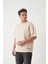 Panel Detaylı Basic Oversize Erkek T-Shirt - Bej 5