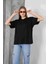 Kadın Violet Penye V Yaka T-Shirt, Geniş Kalıp Tişört 2
