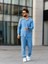 Erkek Takım, Pamuklu Jogger Pantolon ve Gömlek, Şık ve Konforlu Mevsimlik, Mavi,alt Üst Takım 5