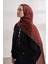 Monogram Desen Ithal Vual Şal - Siyah-Bordo 2