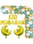 Eid Mubarek Gold Folyo Balonlu Gold Beyaz Küf Yeşili Ramazan Seti 1