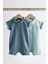 Pamuklu Mavi Polo Yaka 2’li Romper Set 1