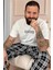 Ekru Black Baskılı Kısa Kol Erkek Pijama Takımı 1
