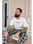 Ekru Black Baskılı Kısa Kol Erkek Pijama Takımı 3
