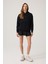 Siyah Geniş Kalıp Kapüşonlu Sweatshirt Hooded Sweat 2