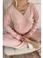 Pudra Dublin Uzun Kollu V Yaka Kadın Pijama Takımı 5