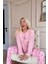 Pembe Love Desenli Bambu Uzun Kol Kadın Pijama Takımı 3