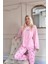 Pembe Love Desenli Bambu Uzun Kol Kadın Pijama Takımı 5