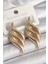 Pirinç Gold Renk 3 Sıra Dalga Model Kadın Küpe 1